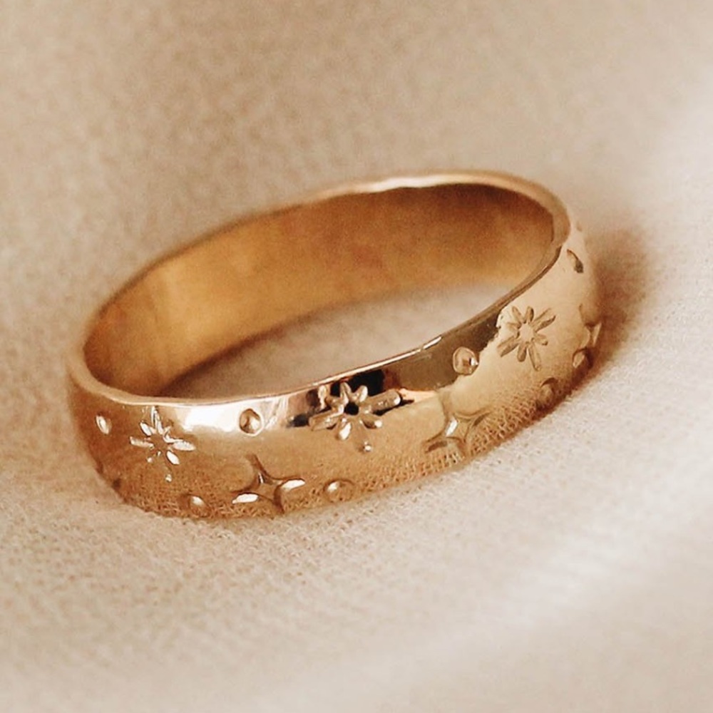 ✨ Priscilla Ma Golden Hand Stamped Star Ring